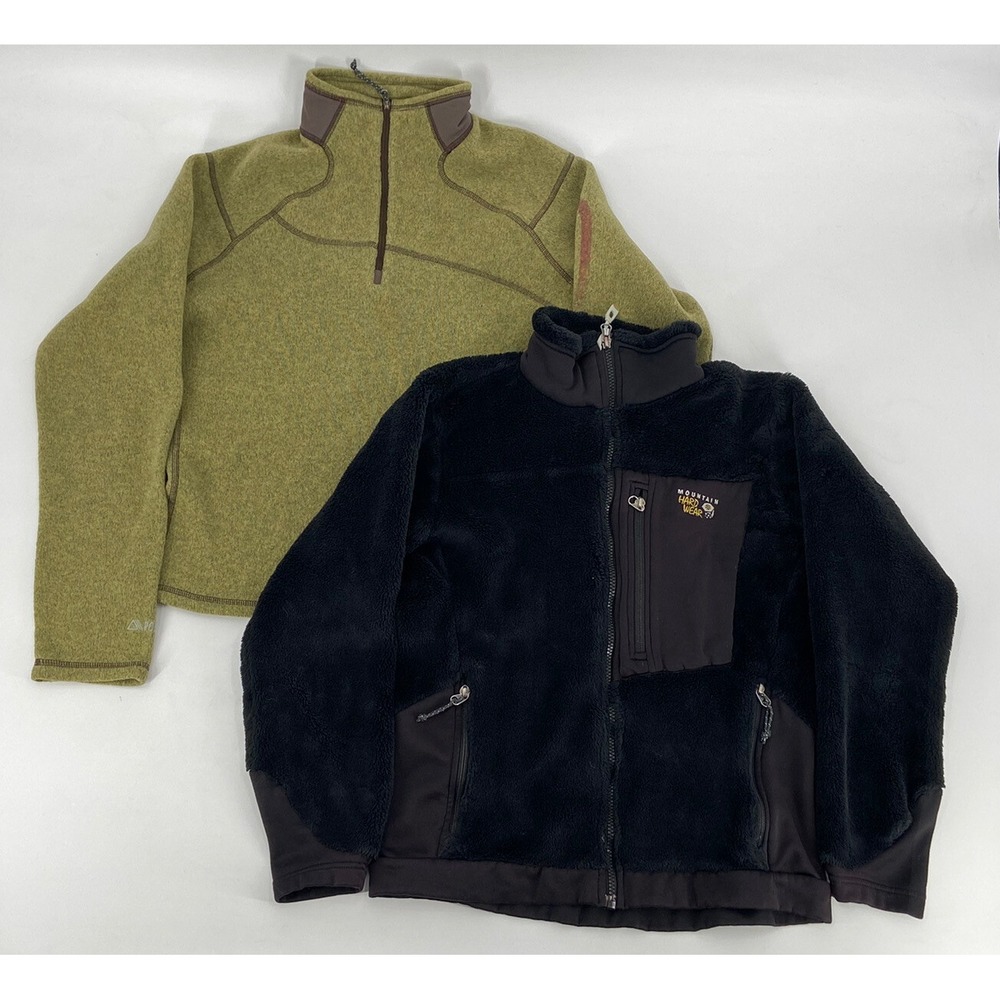 LOT OF 2 MOUNTAIN HARD WEAR QUARTER ZIP & JACKET WOMEN'S SZ M OLIVE GREEN/BLACK‎